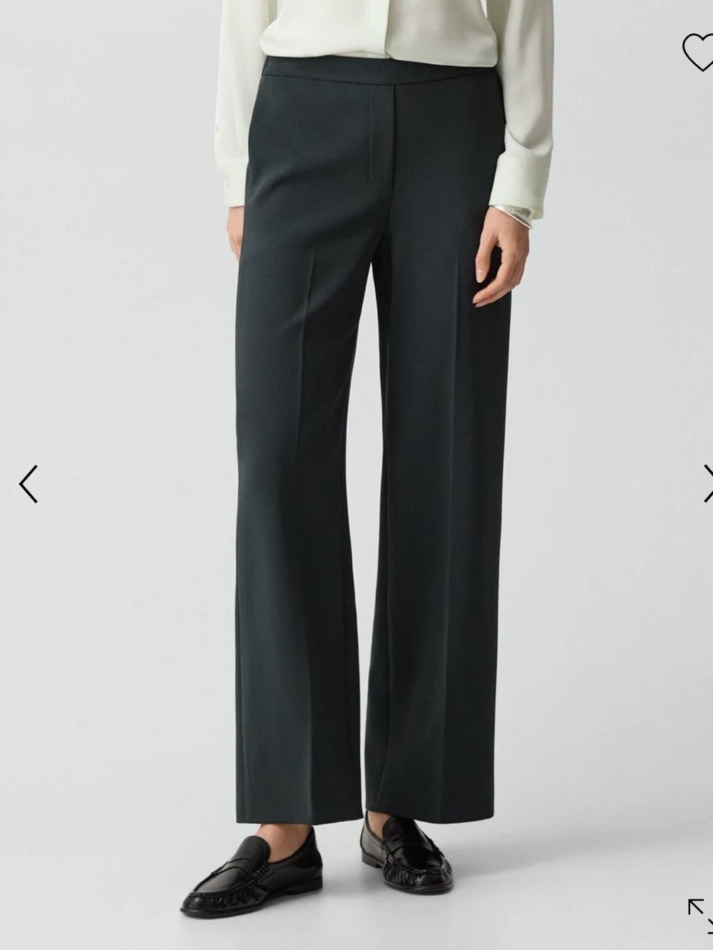 Theory Wide-Leg Pull-On Pant in Admiral Crepe Rich Green 2 NWT
